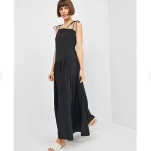 Zara Contrast Skinny Strap Maxi Dress Black Size XS